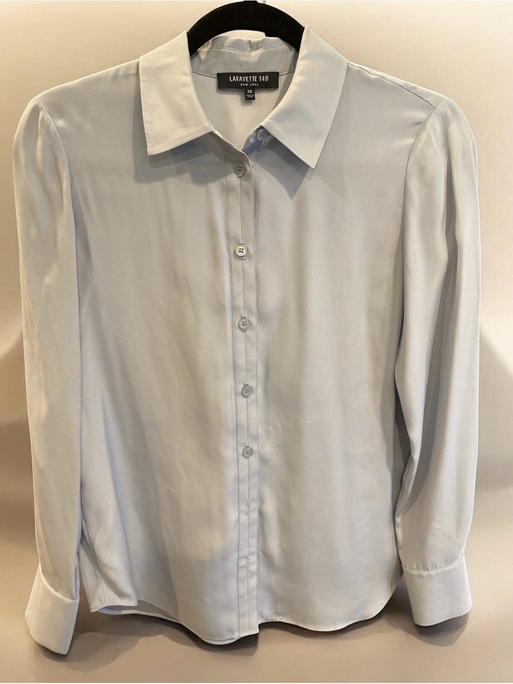 Lafayette 148 New York Silk Blouse in Light Gray